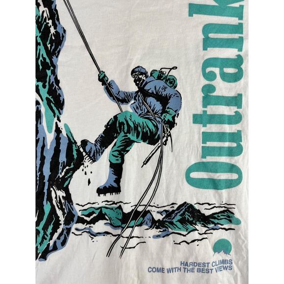 Vintage 90s Outrank Climbing T-Shirt Rock Climber Graphic Small Single Stitch - Picture 4 of 10